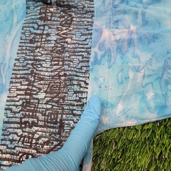 VTG 90s Crystal Wash Abstract Art T-Shirt Mens Small Oversized Boxy Fit Cropped - Picture 4 of 10